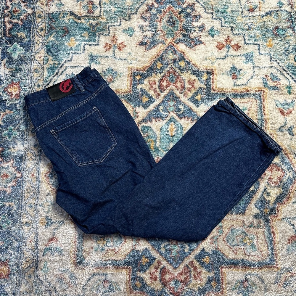 Vintage Y2K Ecko Unltd Darkwash Baggy Blue Jeans Size 39